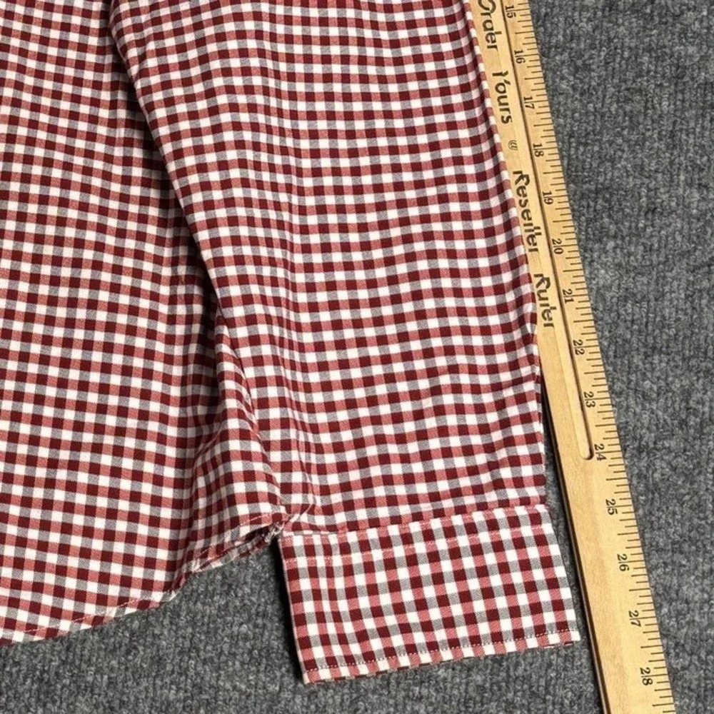 Banana Republic Grant Fit Mens XL Red Gingham Cotton Stretch Oxford Shirt 0378